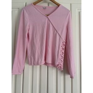 Preppy Orchid Pink V Neck Sweater Top Blouse  Charlotte By Cato Size XL (18) NWT